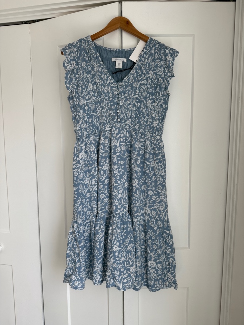 Lucky Brand Blue and White Floral Midi Dress